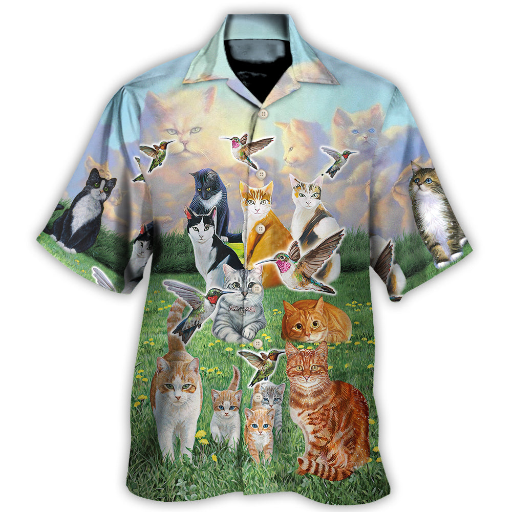 Hawaiian Shirt / Adults / S Cat Go To Heaven - Hawaiian Shirt - Owls Matrix LTD