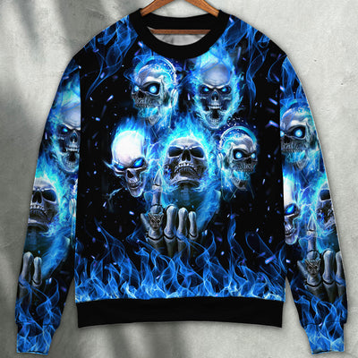 Skull Blue Skull Angry Style - Sweater - Ugly Christmas Sweater - Owls Matrix LTD