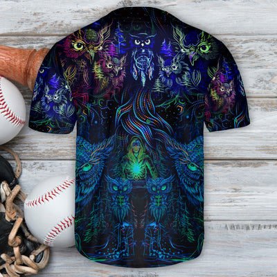 Owl Hippie Nightmare Art - Baseball Jersey - Owls Matrix LTD