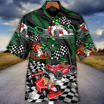 F1 Formula One Animals Racing Car Speed Lover- Hawaiian Shirt - Owls Matrix LTD