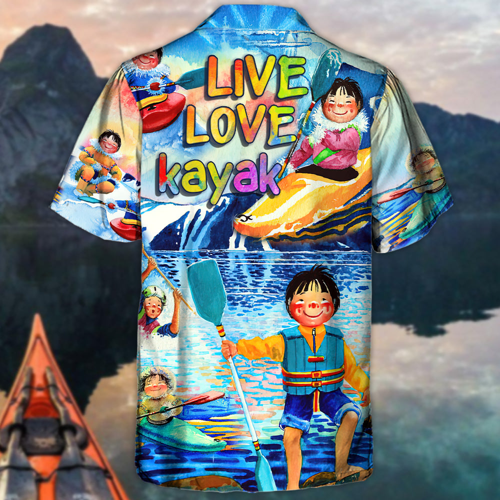 Kayaking Funny Children Playing Kayaking Live Love Kayak Kayaking Lover - Hawaiian Shirt