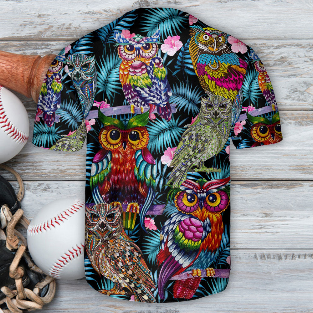 Owl Tropical Vibe Art - Baseball Jersey - Owls Matrix LTD