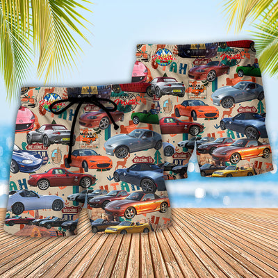 Car Summer Tropical Island Lover Color - Beach Short - Owls Matrix LTD