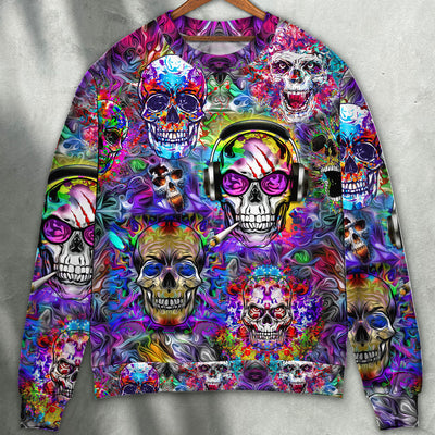 Skull Hippie Colorful Art Style - Sweater - Ugly Christmas Sweater - Owls Matrix LTD