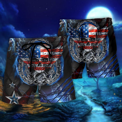 Skull America Live It Love It Or Get The Hell Out - Beach Short