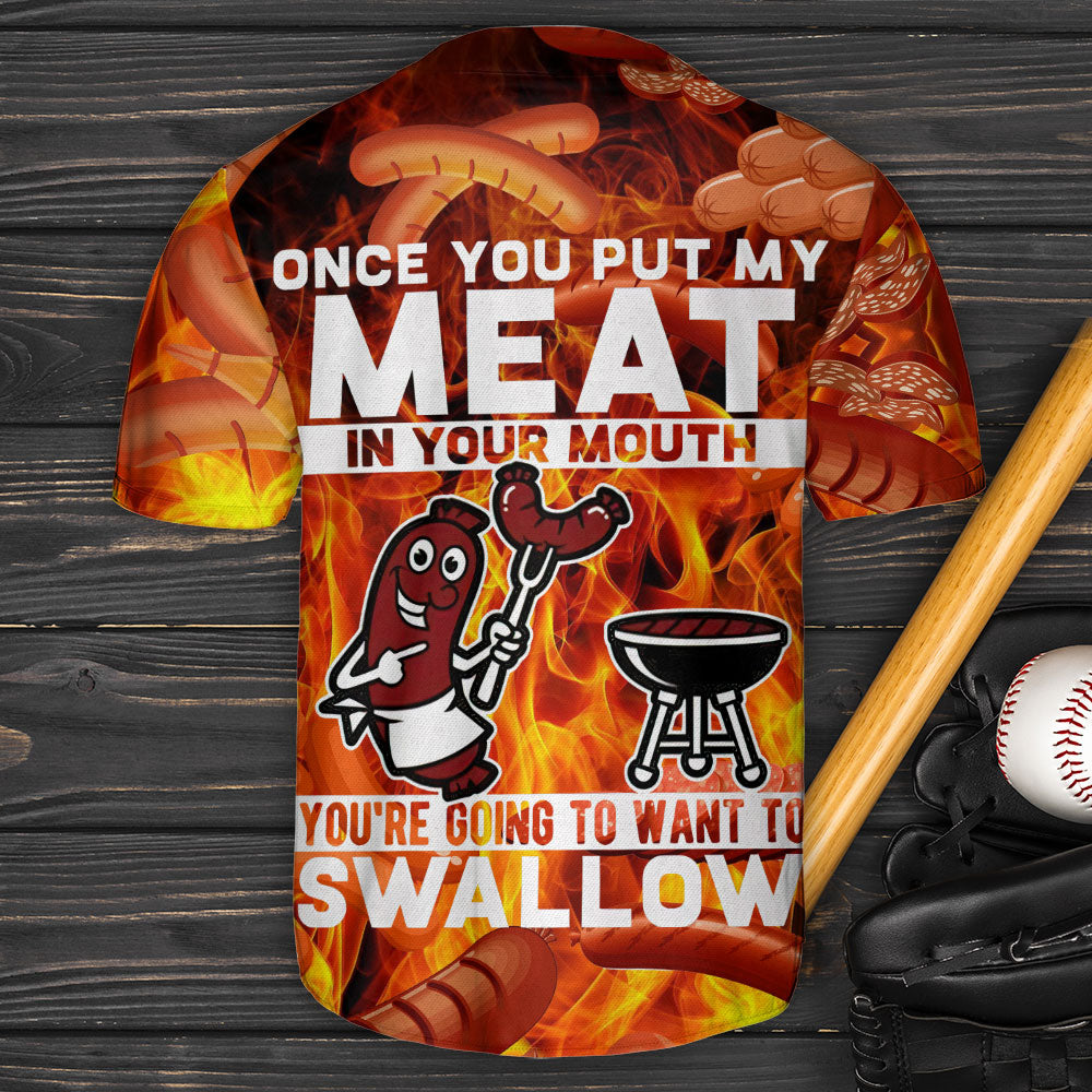 Food Meat Once You Put My Meat In Your Mouth - Baseball Jersey - Owls Matrix LTD