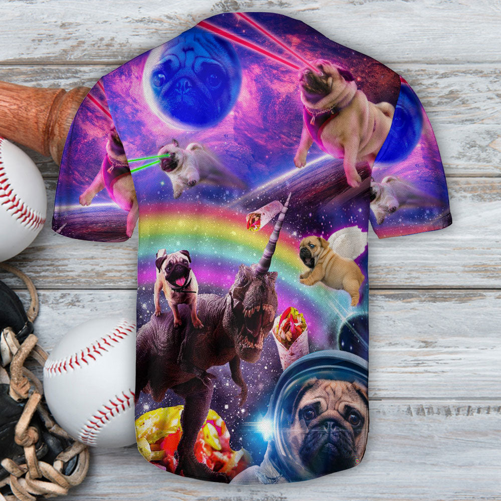 Dog Galaxy Rainbow Astronaut Art - Baseball Jersey - Owls Matrix LTD