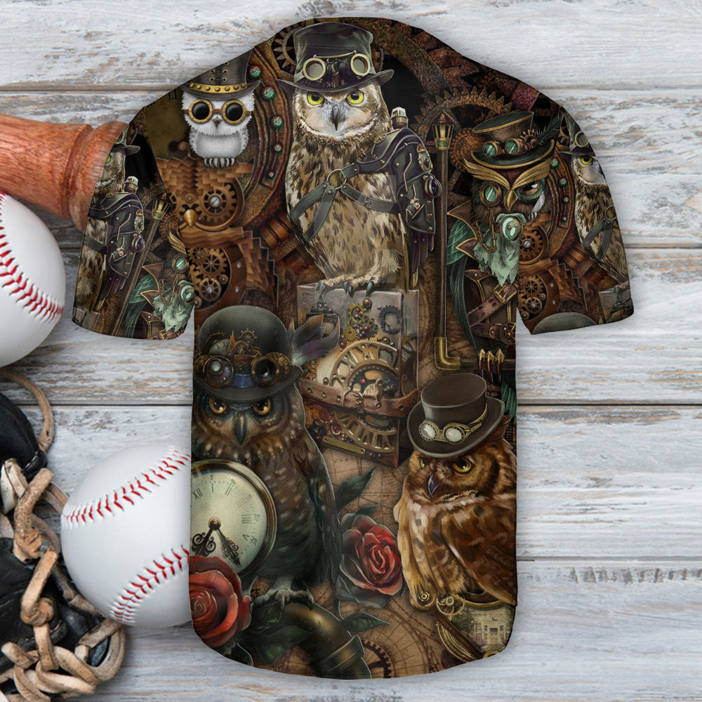 Owl Steampunk Retro Style - Baseball Jersey - Owls Matrix LTD
