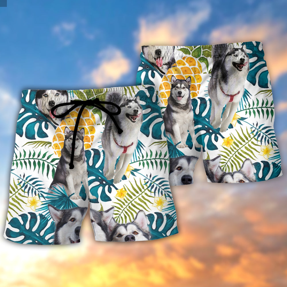 Husky Funny Husky Tropical Leaf - Beach Short - Owls Matrix LTD