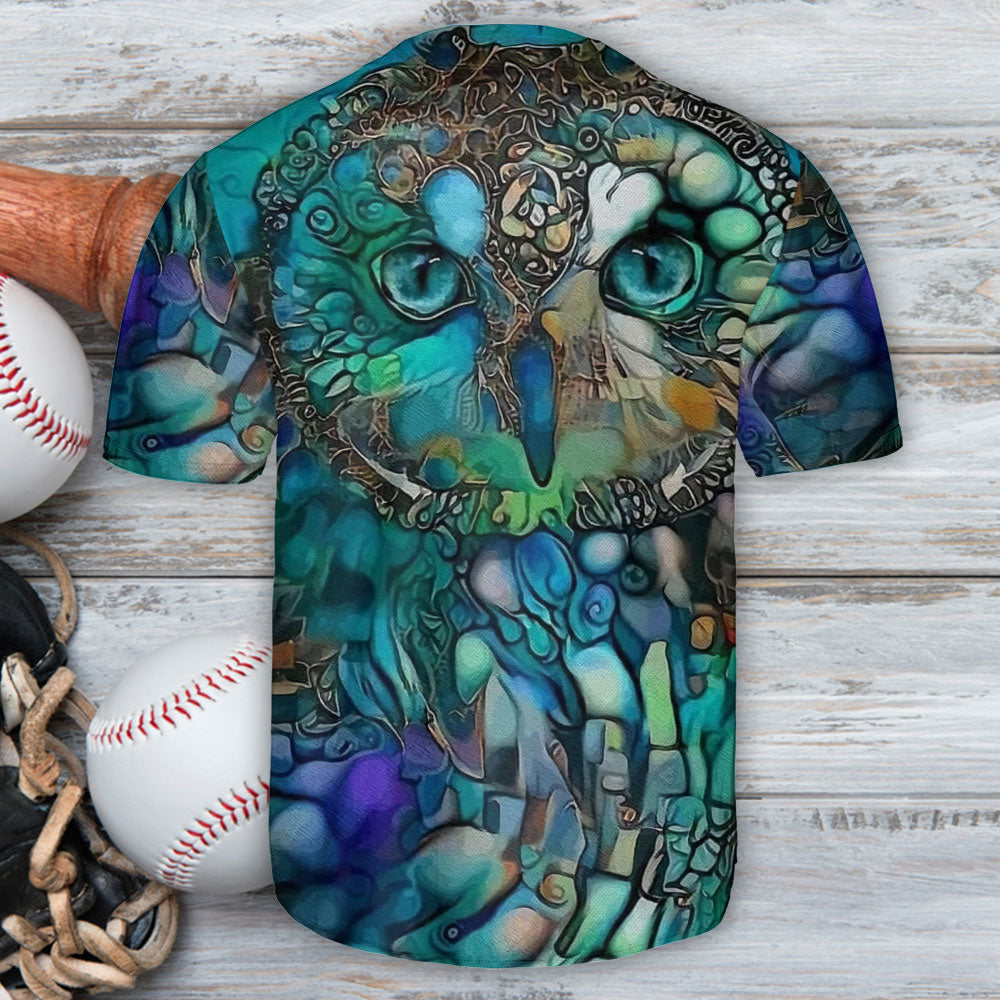Owl Glass Art Style - Baseball Jersey - Owls Matrix LTD