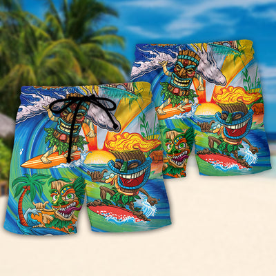 Surfing Funny Funny Tiki Show Me Your Tikis Surfing Lovers - Beach Short