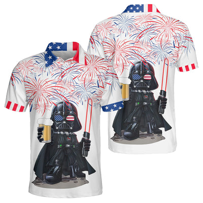 Starwars Independence Day Darth Vader With Beer - Polo Shirt