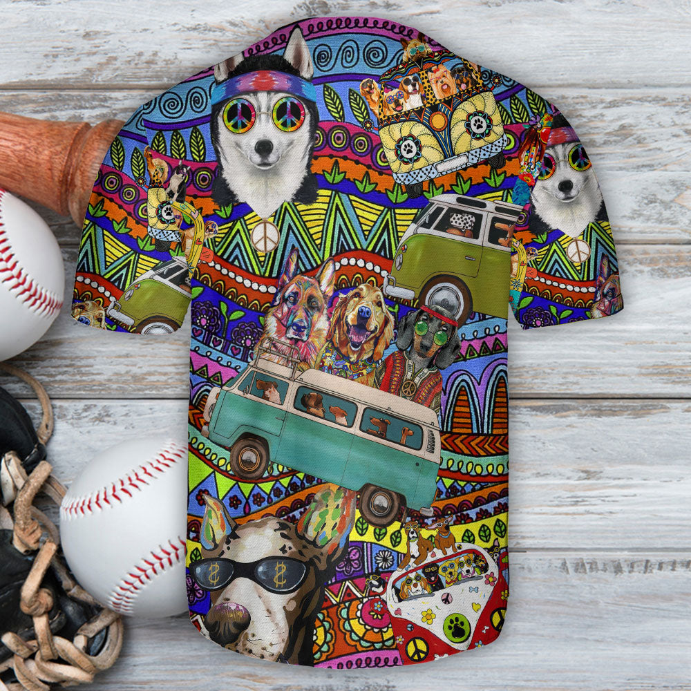 Dog Hippie Love Life Style - Baseball Jersey - Owls Matrix LTD