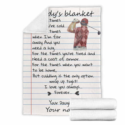 Golf Daddy I Love You Personalized - Flannel Blanket - Owls Matrix LTD