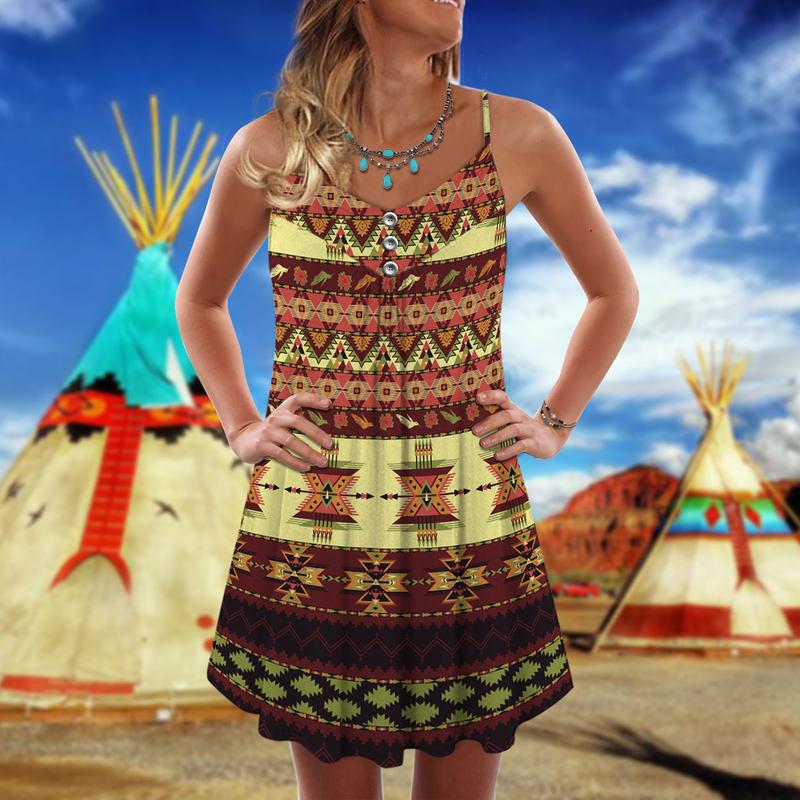 Native Pattern Summer Vibes Summer Pattern - Summer Dress - Owls Matrix LTD