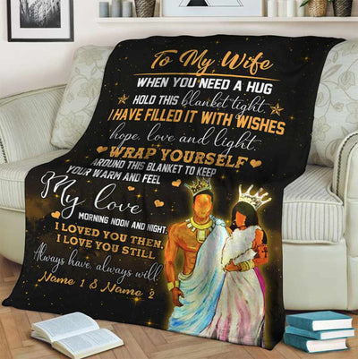 African When You Need A Hug Couple Personalized - Flannel Blanket - Owls Matrix LTD