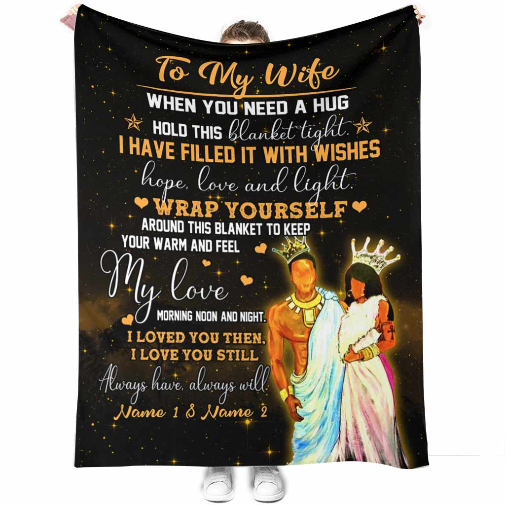 50" x 60" African When You Need A Hug Couple Personalized - Flannel Blanket - Owls Matrix LTD
