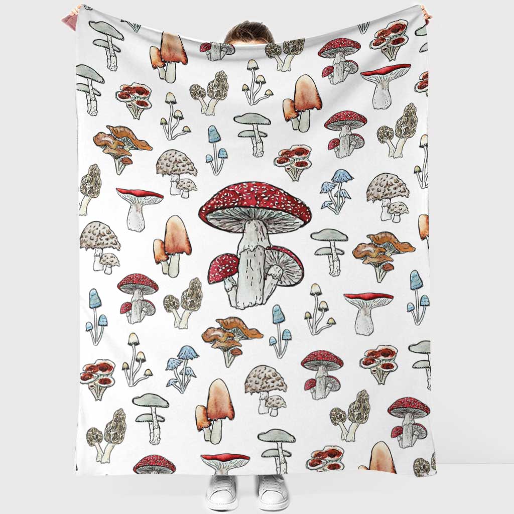 Mushroom Love Mushroom Style - Flannel Blanket - Owls Matrix LTD