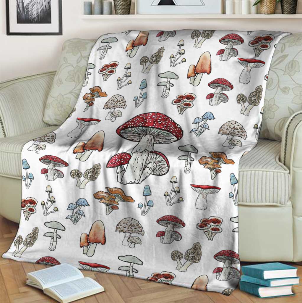 Mushroom Love Mushroom Style - Flannel Blanket - Owls Matrix LTD