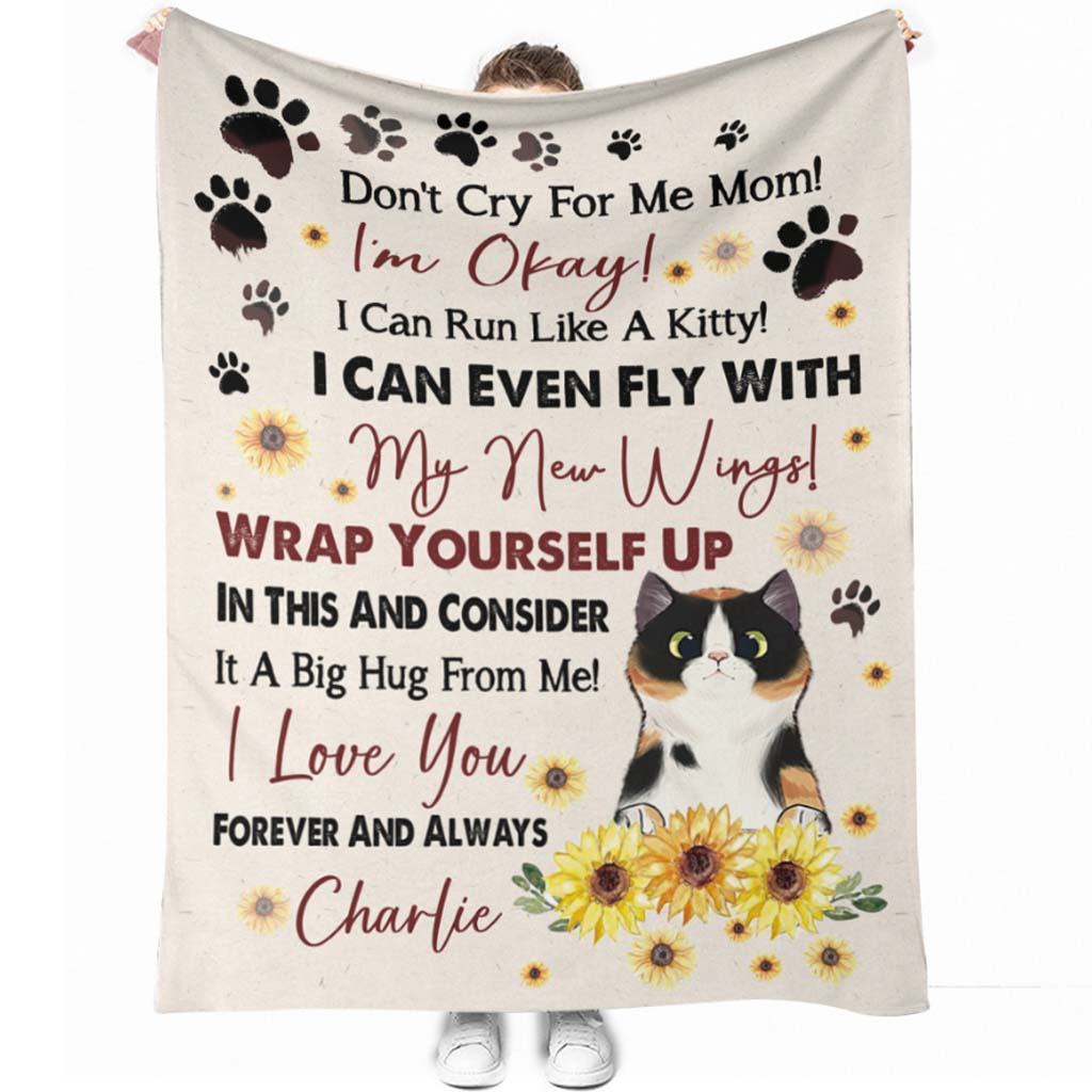 50" x 60" Cat Don't Cry For Me Mom Mother's Day Cat Personalized - Flannel Blanket - Owls Matrix LTD