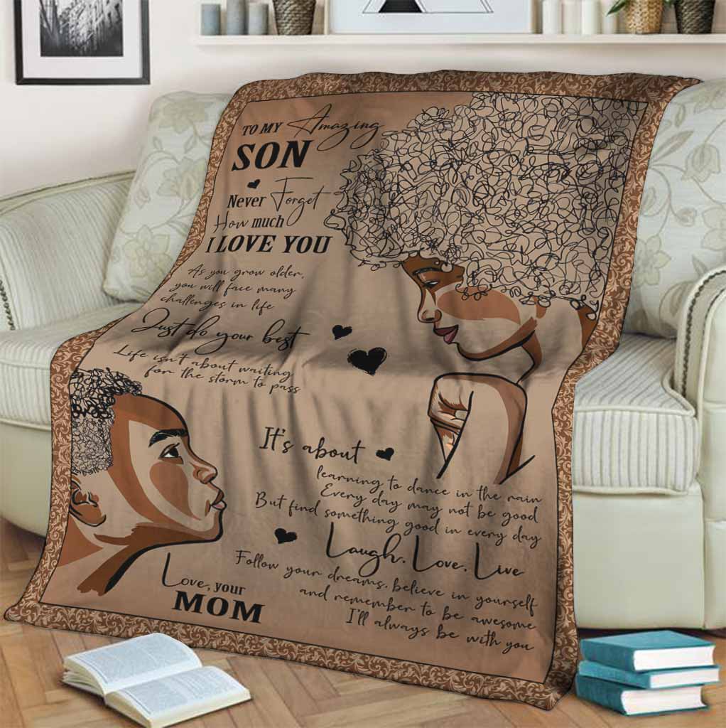 African American To My Amazing Son - Flannel Blanket - Owls Matrix LTD