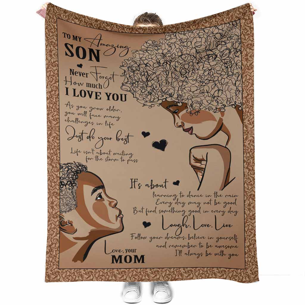 50" x 60" African American To My Amazing Son - Flannel Blanket - Owls Matrix LTD