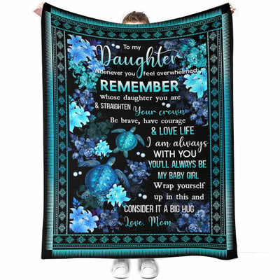 Turtle To My Daughter Flower Style - Flannel Blanket - Owls Matrix LTD