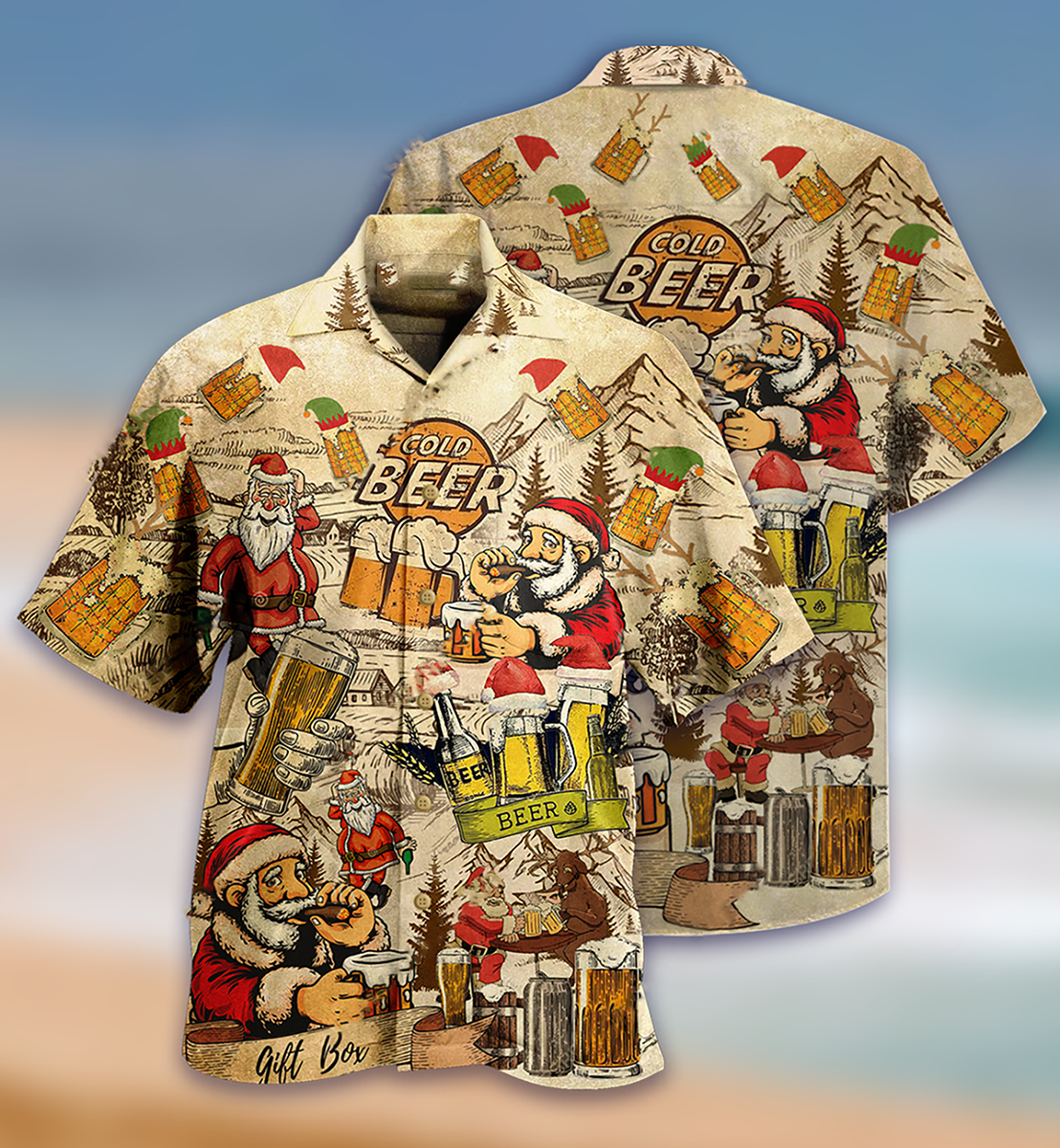 Beer Merry Xmas Love Beer - Hawaiian Shirt - Owls Matrix LTD