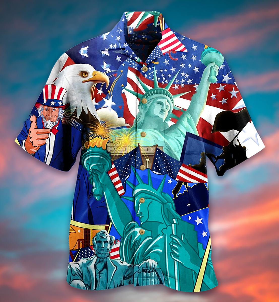 America Eagle Love You Freedom - Hawaiian Shirt - Owls Matrix LTD