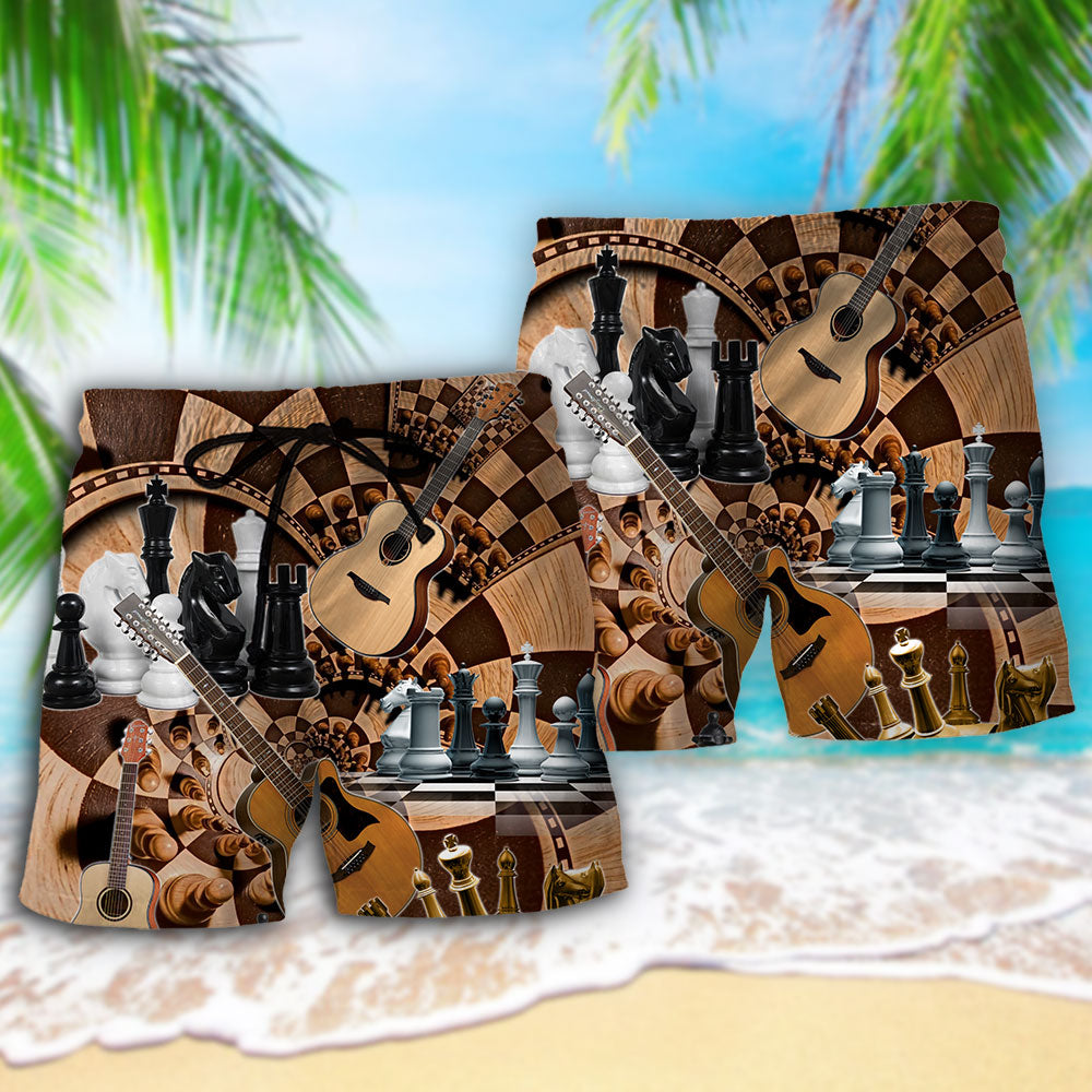 Chess I Like Chess And Guitars - Beach Short - Owls Matrix LTD