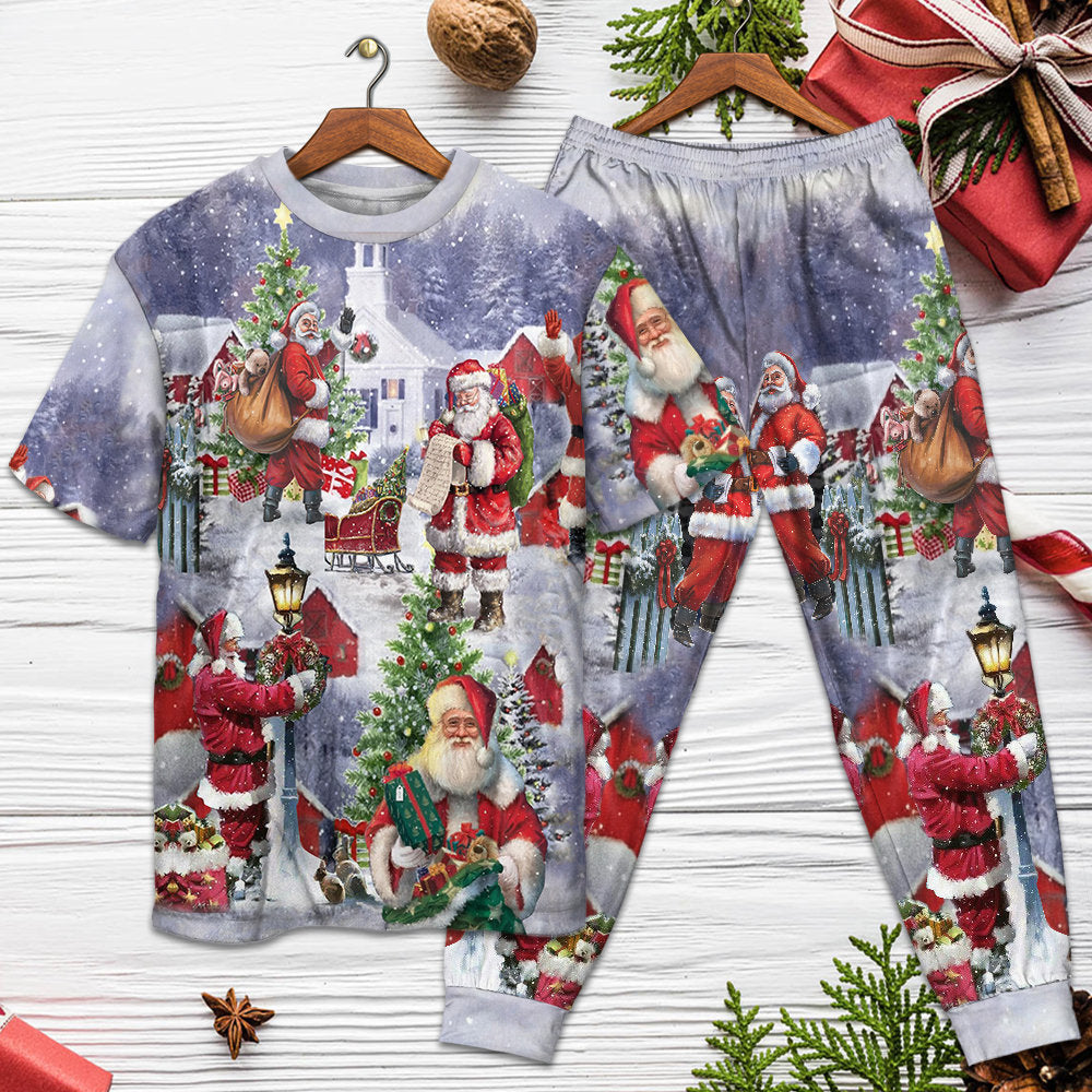Christmas Merry Xmas Santa Claus Is Coming - Pajamas Short Sleeve - Owls Matrix LTD