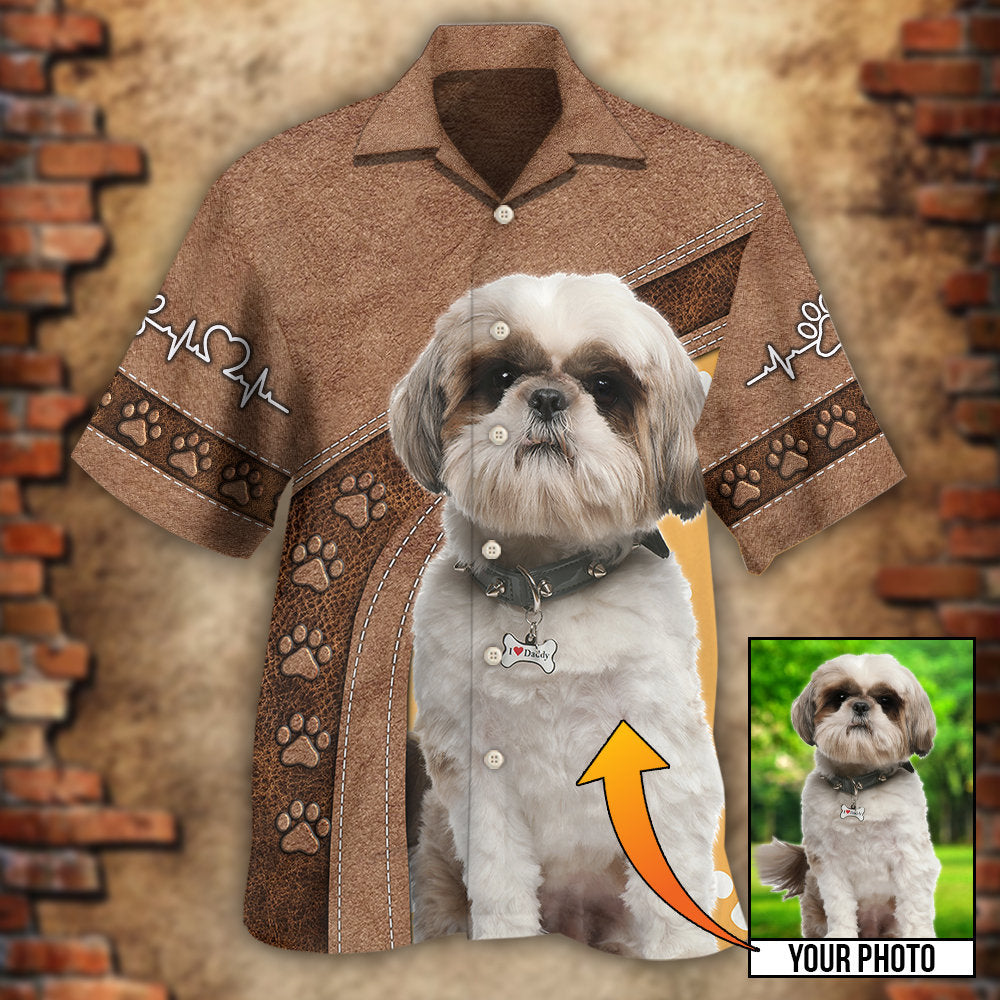 Dog Paw Brown Style Classic Custom Photo Personalized - Hawaiian Shirt - Owls Matrix LTD