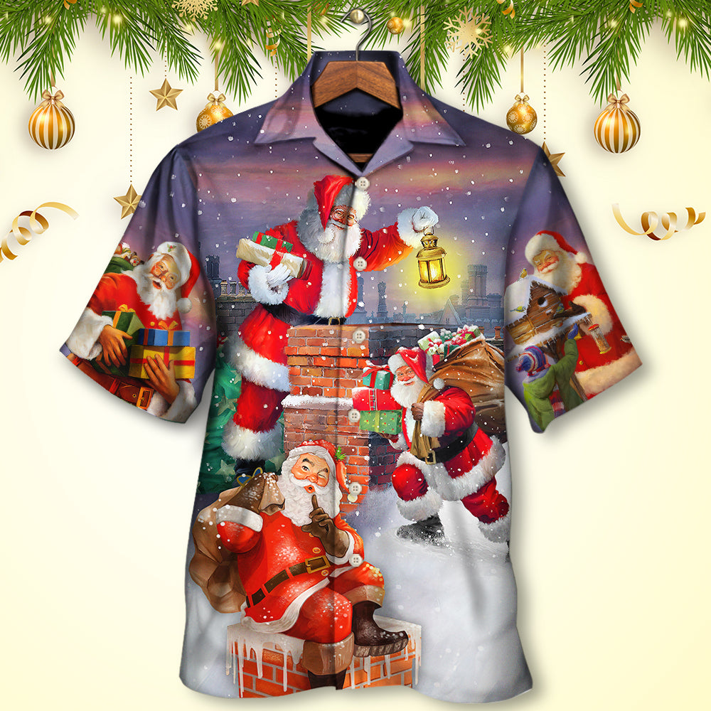 Christmas Having Fun With Santa Claus Gift For Xmas Art Style - Hawaiian Shirt - Owls Matrix LTD