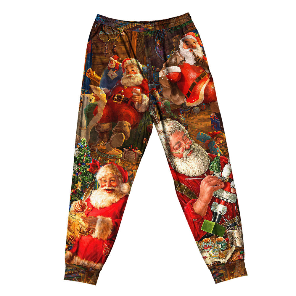 Pants / S Christmas Funny Santa Claus Gift Xmas Is Coming Art Style - Pajamas Short Sleeve - Owls Matrix LTD