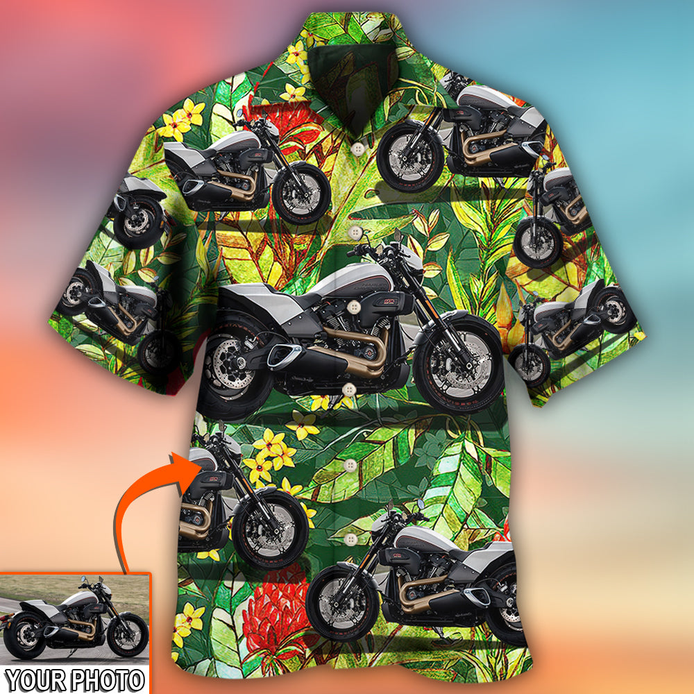 Motorcycle Cool Style Tropical Flower Custom Photo - Hawaiian Shirt - Owls Matrix LTD