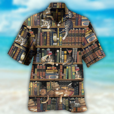 Book And Cat Vintage - Hawaiian Shirt - Owls Matrix LTD