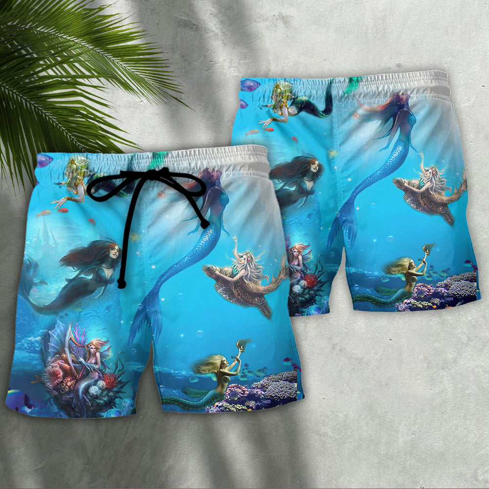 Mermaid Ocean Life - Beach Short - Owls Matrix LTD