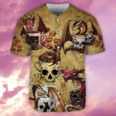 Dragon Love Coffee And Skull - Baseball Jersey - Owls Matrix LTD