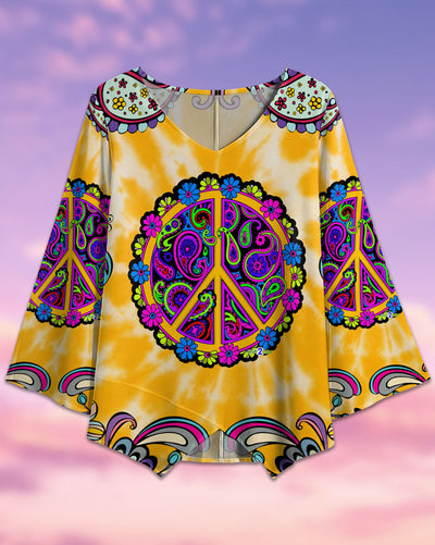 Hippie Mandala Art Tie Dye - V-neck T-shirt - Owls Matrix LTD
