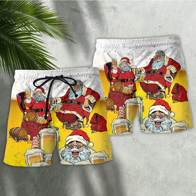 Christmas Santa I Want More Beer - Beach Short - Owls Matrix LTD