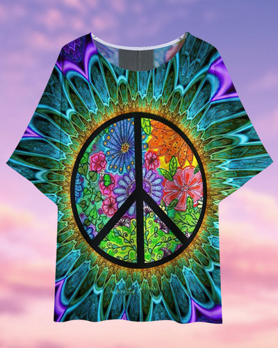 Hippie Colorful Lighting Wonderful Life - Women's T-shirt With Bat Sleeve - Owls Matrix LTD