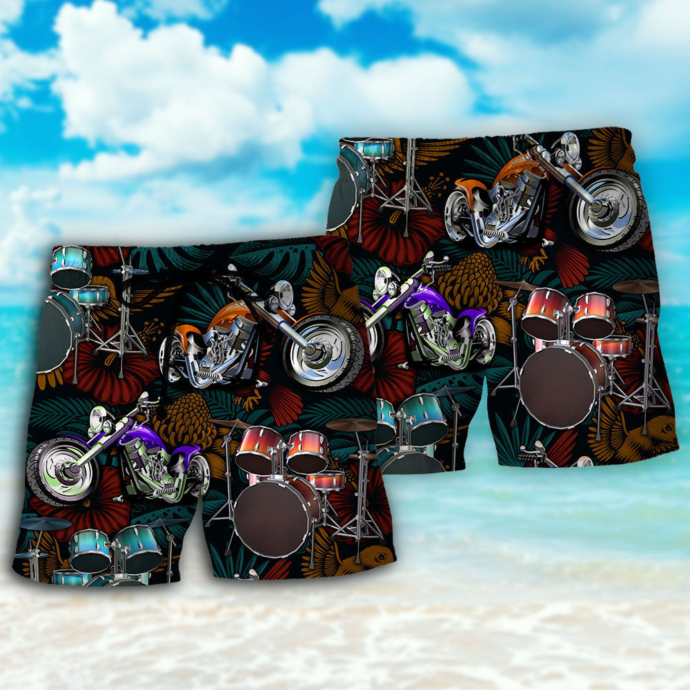 Drum I Like Drums And Motorcycles - Beach Short - Owls Matrix LTD