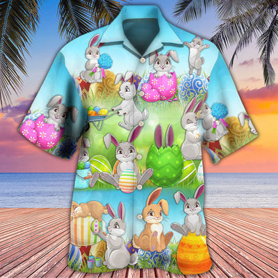 Easter Bunny Colorful Eggs - Hawaiian Shirt - Owls Matrix LTD