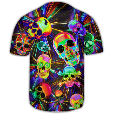 Skull Love Life Neon Style - Baseball Jersey - Owls Matrix LTD