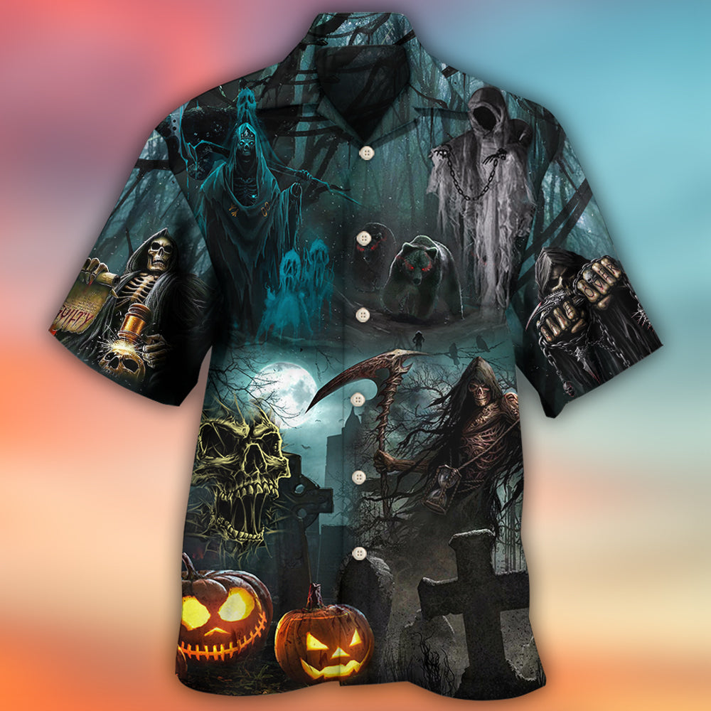Halloween Ghost In The Dark Pumpkin Scary - Hawaiian Shirt - Owls Matrix LTD