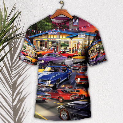 Car Classic Muscle Car Service - Round Neck T-shirt - Owls Matrix LTD
