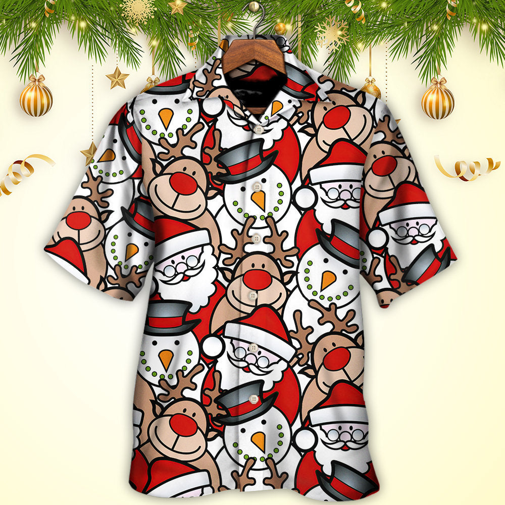 Christmas Cutie Santa And Reindeer Funny Style - Hawaiian Shirt - Owls Matrix LTD