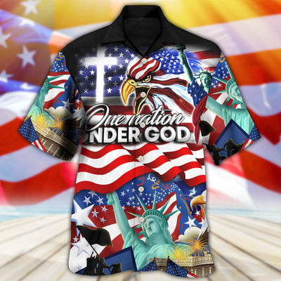 America Independence Day US One Nation Under God - Hawaiian Shirt - Owls Matrix LTD