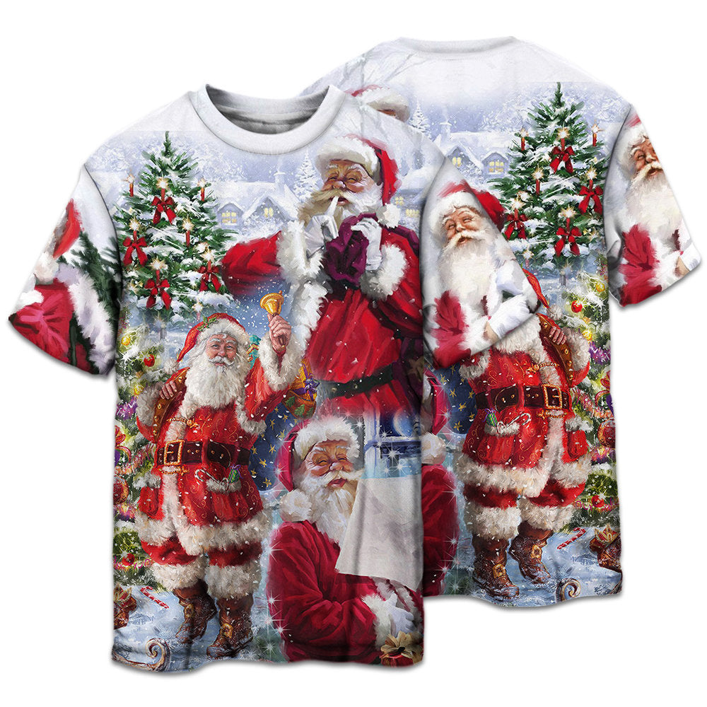 T-shirt / S Christmas Santa Claus Is Coming To Town - Pajamas Short Sleeve - Owls Matrix LTD
