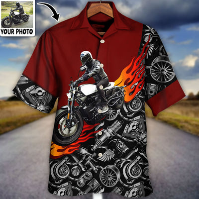 Motorcycle Biker Flame Custom Photo - Hawaiian Shirt - Owls Matrix LTD